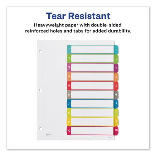 Avery Customizable TOC Ready Index Multicolor Dividers, 1-10, Letter