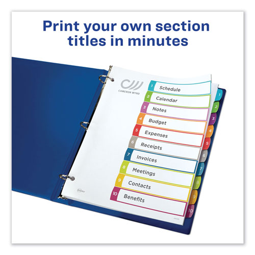 Avery Customizable TOC Ready Index Multicolor Dividers, 1-10, Letter
