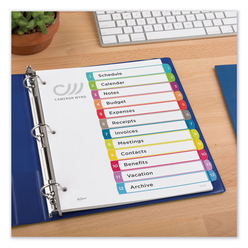 Avery Customizable TOC Ready Index Multicolor Dividers, 1-12, Letter