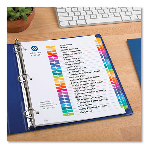 Avery Customizable Table of Contents Ready Index Multicolor Dividers, 26-Tab, A to Z, 11 x 8.5, 6 Sets