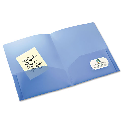 Avery Plastic Two-Pocket Folder, 20-Sheet Capacity, Translucent Blue
