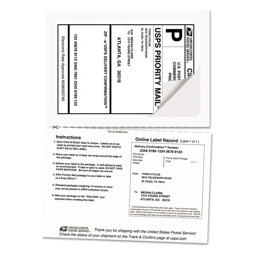 Avery Shipping Labels with Paper Receipt and TrueBlock Technology, Inkjet/Laser Printers, 5.06 x 7.63, White, 50/Pack
