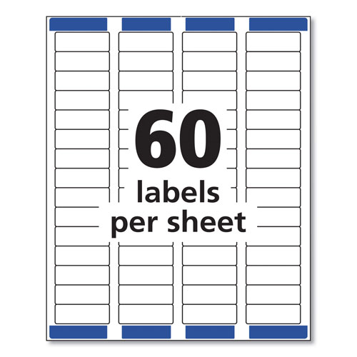 Avery Easy Peel White Address Labels w/ Sure Feed Technology, Laser Printers, 0.66 x 1.75, White, 60/Sheet, 100 Sheets/Pack