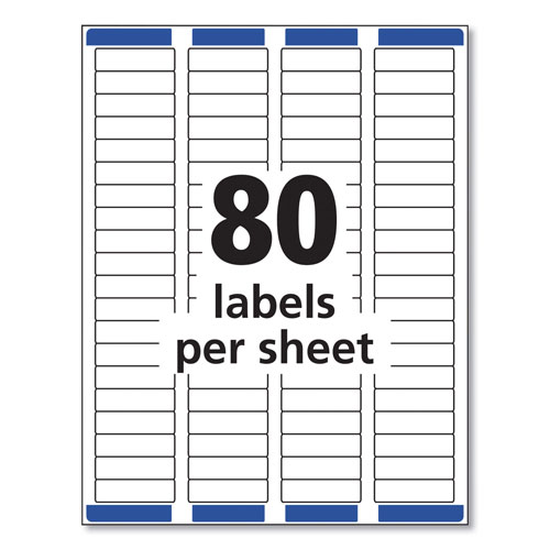 Avery Easy Peel White Address Labels w/ Sure Feed Technology, Laser Printers, 0.5 x 1.75, White, 80/Sheet, 100 Sheets/Box