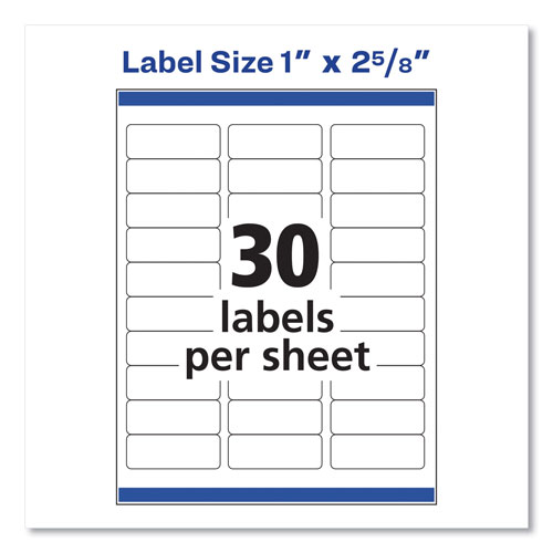 Avery Easy Peel White Address Labels w/ Sure Feed Technology, Laser Printers, 1 x 2.63, White, 30/Sheet, 25 Sheets/Pack