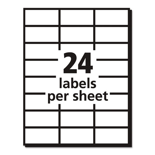 Avery Copier Mailing Labels, Copiers, 1.38 x 2.81, White, 24/Sheet, 100 Sheets/Box
