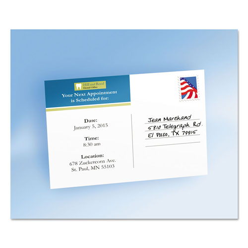 Avery Postcards, Color Laser Printing, 4 x 6, Uncoated White, 2 Cards/Sheet, 80/Box