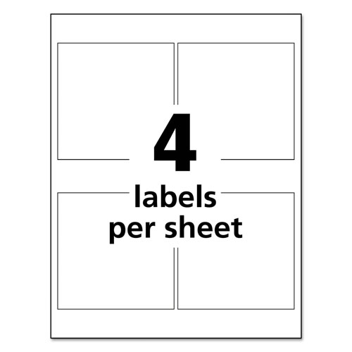 Avery UltraDuty GHS Chemical Waterproof and UV Resistant Labels, 4 x 4, White, 4/Sheet, 50 Sheets/Box
