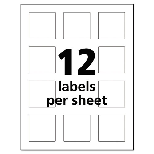 Avery UltraDuty GHS Chemical Waterproof and UV Resistant Labels, 2 x 2, White, 12/Sheet, 50 Sheets/Pack