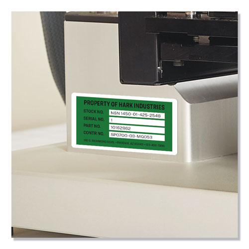 Avery PermaTrack Durable White Asset Tag Labels, Laser Printers, 2 x 3.75, White, 8/Sheet, 8 Sheets/Pack