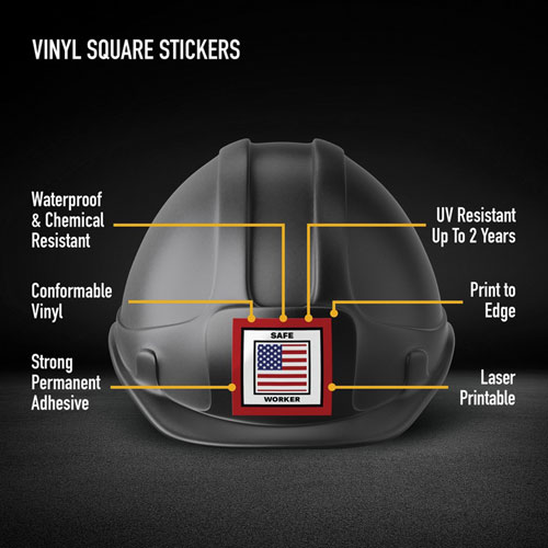 Avery Printable Hard Hat/Helmet Vinyl Stickers - Square Shape - Full-Bleed Design - 2