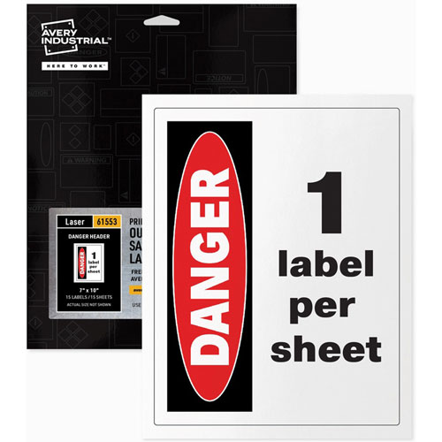 Avery Danger Header Printable Outdoor Vinyl Signs, 