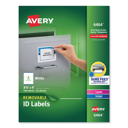 Avery Removable Multi-Use Labels, Inkjet/Laser Printers, 3.33 x 4, White, 6/Sheet, 25 Sheets/Pack
