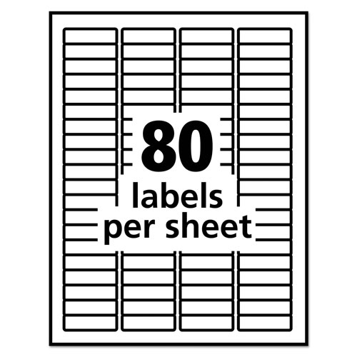 Avery Removable Multi-Use Labels, Inkjet/Laser Printers, 0.5 x 1.75, White, 80/Sheet, 25 Sheets/Pack