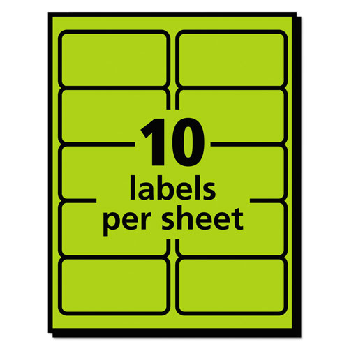 Avery High-Vis Removable Laser/Inkjet ID Labels, 2 x 4, Asst. Neon, 120/Pack