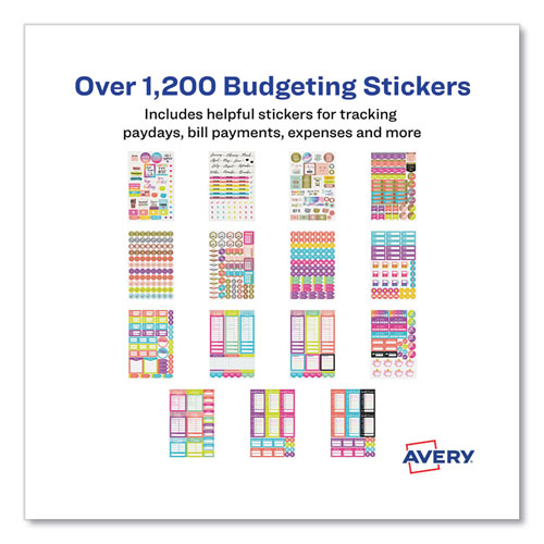 Avery Budgeting Planner Stickers, Budget Theme, Assorted Colors, 1,224/Pack