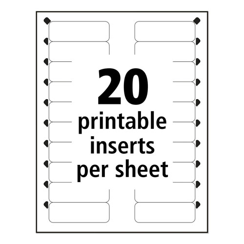 Avery The Mighty Badge Name Badge Inserts, 1 x 3, Clear, Inkjet, 20/Sheet,  5 Sheets/Pack, AVE71209