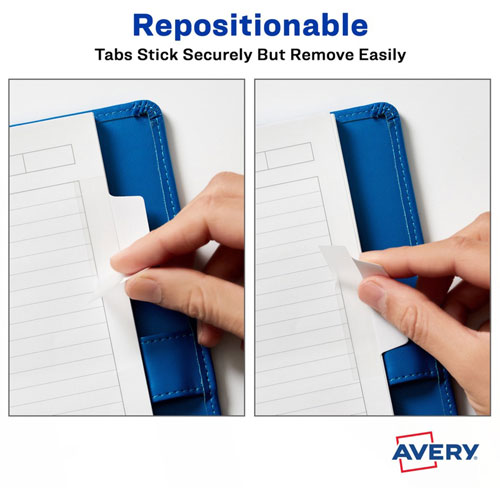 Avery Ultra Tabs Repositionable Margin Tabs - 24 Tab(s) - 6 Tab(s)/Set - Clear Film, White Paper Tab(s) - 4