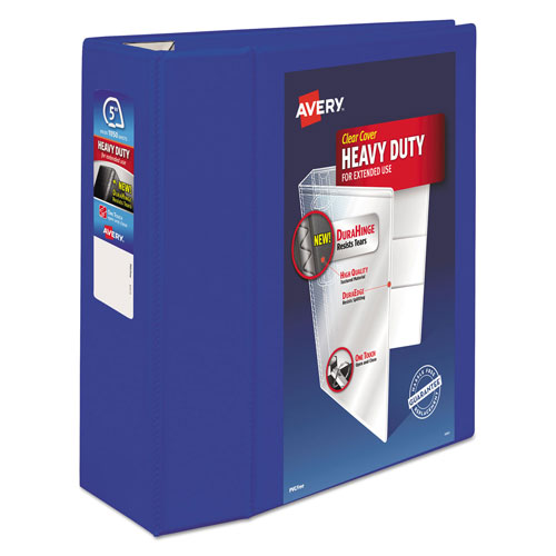 Avery Heavy-Duty View Binder with DuraHinge and Locking One Touch EZD Rings, 3 Rings, 5" Capacity, 11 x 8.5, Pacific Blue