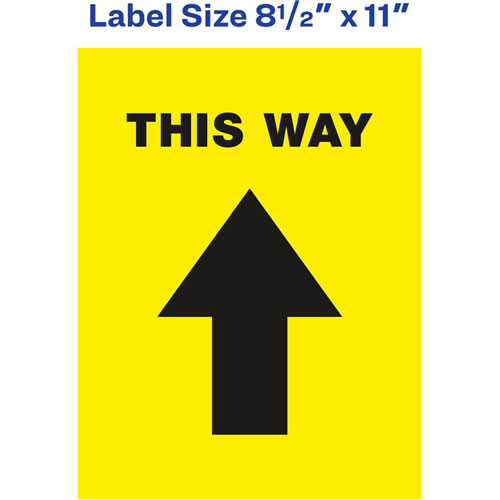 Avery Floor Decal This Way Print/Message, Yellow, Black