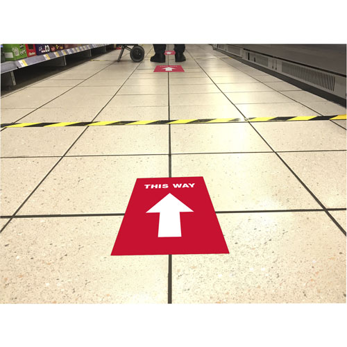Avery THIS WAY Social Distancing Floor Decals - 5 - This Way Print/Message - Rectangular Shape - Pre-printed, Tear Resistant, Wear Resistant, Non-slip, Water Resistant, UV Coated, Durable, Removable, Scuff Resistant - Vinyl - Red, White