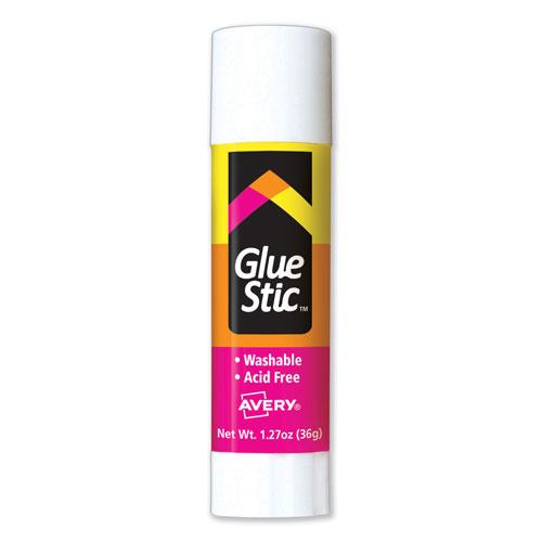 Avery Permanent Glue Stic Value Pack, 1.27 oz, Applies White, Dries Clear, 6/Pack