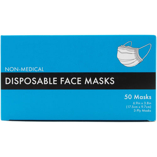 Advantus Non-Medical Disposable Face Masks, One Size, Blue, Pack Of 50