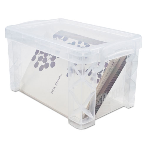 Advantus Super Stacker Storage Boxes, Hold 500 4 x 6 Cards, Plastic, Clear