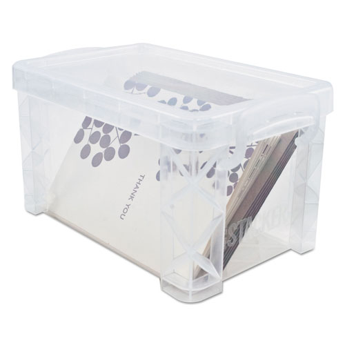 Advantus Super Stacker Storage Boxes, Hold 400 3 x 5 Cards, Plastic, Clear