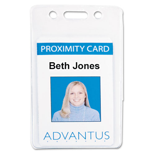 Advantus Proximity ID Badge Holder, Vertical, 2.68 x 4.38, Clear, 50/Pack