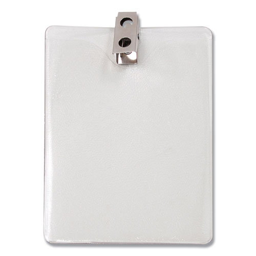 Advantus ID Badge Holder w/Clip, Vertical, 3.8w x 4.25h, Clear, 50/Pack