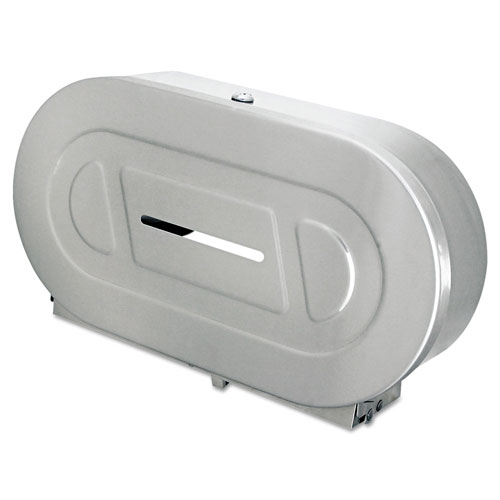 Bobrick Toilet Tissue 2 Roll Dispenser, Satin-Finish Stainless Steel, Jumbo, 20.81 x 5.31 x 11.38