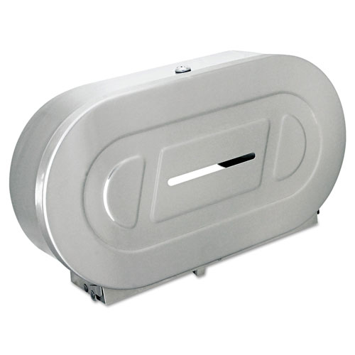 Bobrick Toilet Tissue 2 Roll Dispenser, Satin-Finish Stainless Steel, Jumbo, 20.81 x 5.31 x 11.38