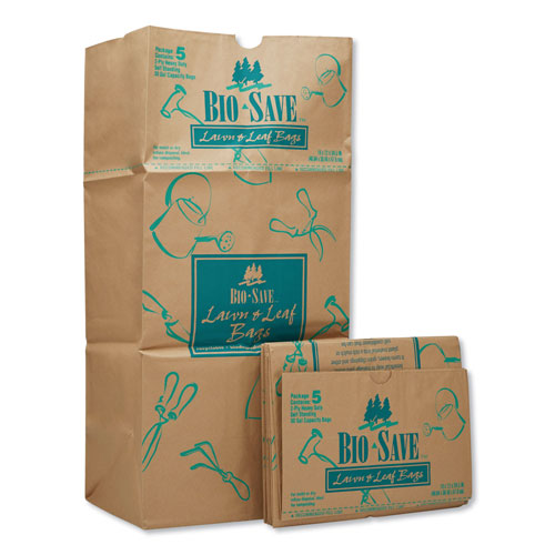 GEN Lawn and Leaf Bags, 30 gal, 16" x 35", Kraft, 50 Bags