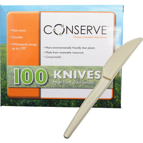 Baumgarten's 10233 White Corn Starch Plastic Knives