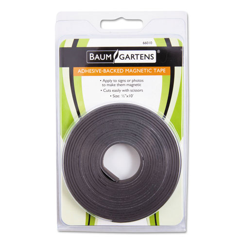 Baumgarten's Adhesive-Backed Magnetic Tape, Black, 1/2