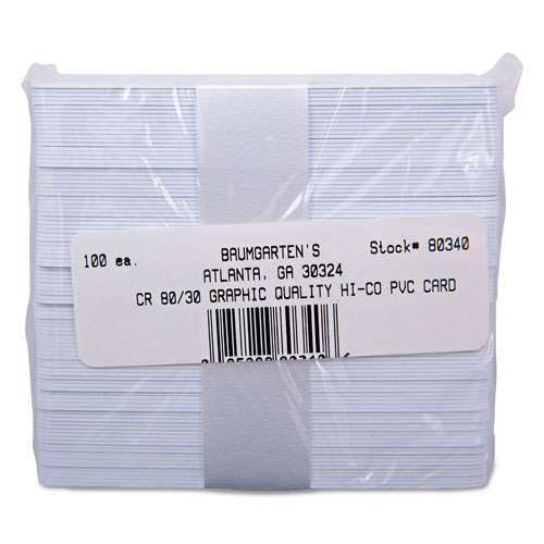 Baumgarten's SICURIX Blank ID Card with Magnetic Strip, 2 1/8 x 3 3/8, White, 100/Pack