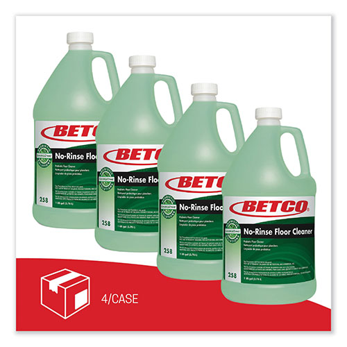 Betco BioActive Solutions No-Rinse Floor Cleaner, Rain Fresh Scent, 1 gal Bottle, 4/Carton