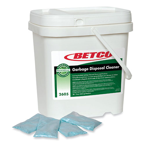 Betco Green Earth Garbage Disposal Cleaner, Fruity Scent, 2 oz Packet, 30/Carton