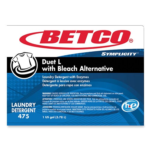 Betco Symplicity Duet L Laundry Detergent, 1 gal, Fresh Scent, 4/Carton