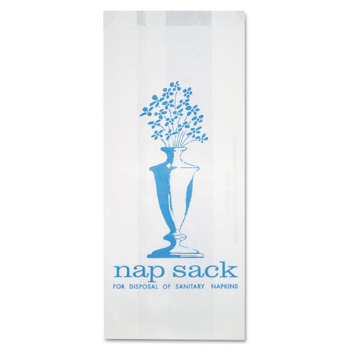 Bagcraft Nap Sack Sanitary Disposal Bags, 4" x 9", White, 1,000/Carton