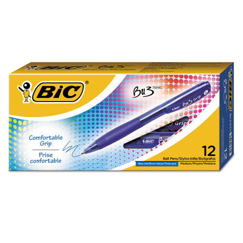Bic BU3 Retractable Ballpoint Pen, Bold 1 mm, Blue Ink/Barrel, Dozen