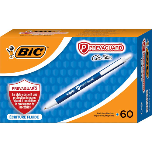Bic Pen, Retractable, Antimicrobial, Medium, 60/BX, Blue
