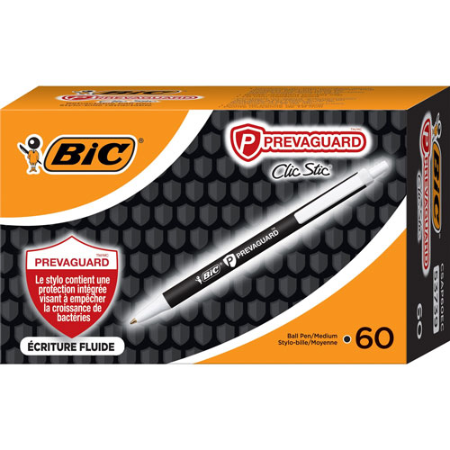 Bic Pen, Retractable, Antimicrobial, Medium, 60/BX, Black