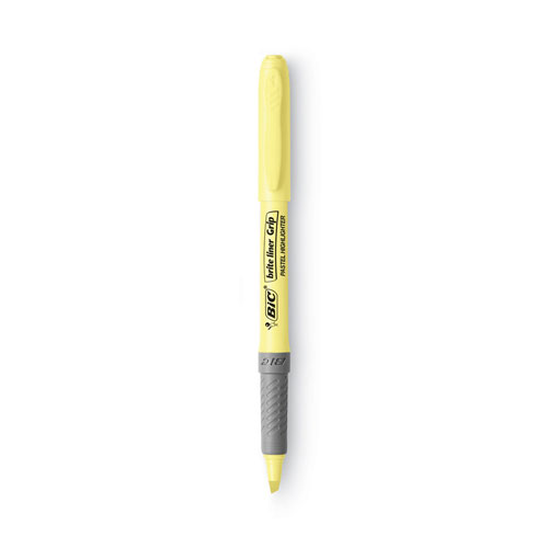 Bic Brite Liner Grip Pocket Highlighter, Assorted Ink Colors, Chisel Tip, Assorted Barrel Colors, 6/Pack
