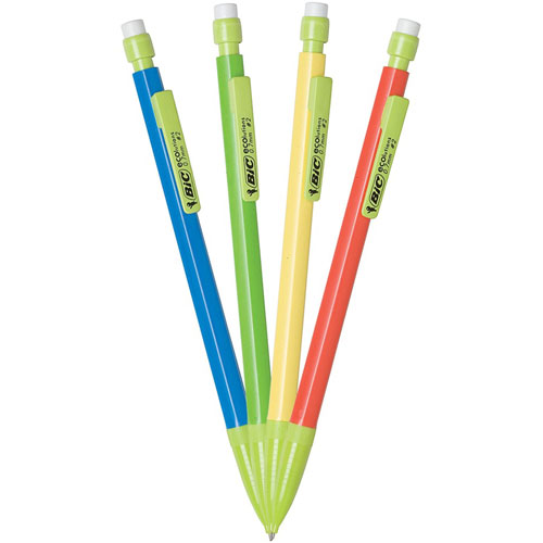 Bic ReVolution Mechanical Pencil - 0.7 mm Lead Diameter - Black Lead - Yellow, Green, Red, Blue Barrel - 1 Dozen