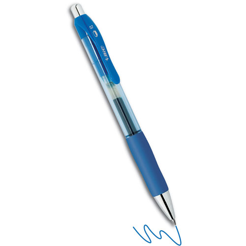 Bic PrevaGuard Gel-ocity Retractable Gel Pen, Medium 0.7 mm, Blue Ink, Clear/Blue Barrel, Dozen