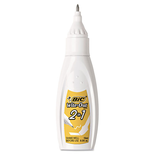 Bic Wite-Out 2-in-1 Correction Fluid, 15 ml Bottle, White