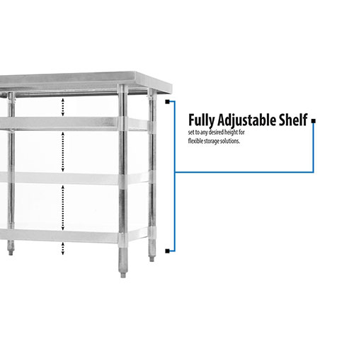 BK Resources Stainless Steel Flat Top Work Tables, 36w x 30d x 36h, Silver, 2/Pallet