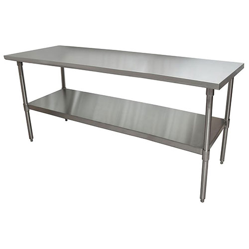 BK Resources Stainless Steel Flat Top Work Tables, 72w x 30d x 36h, Silver, 2/Pallet